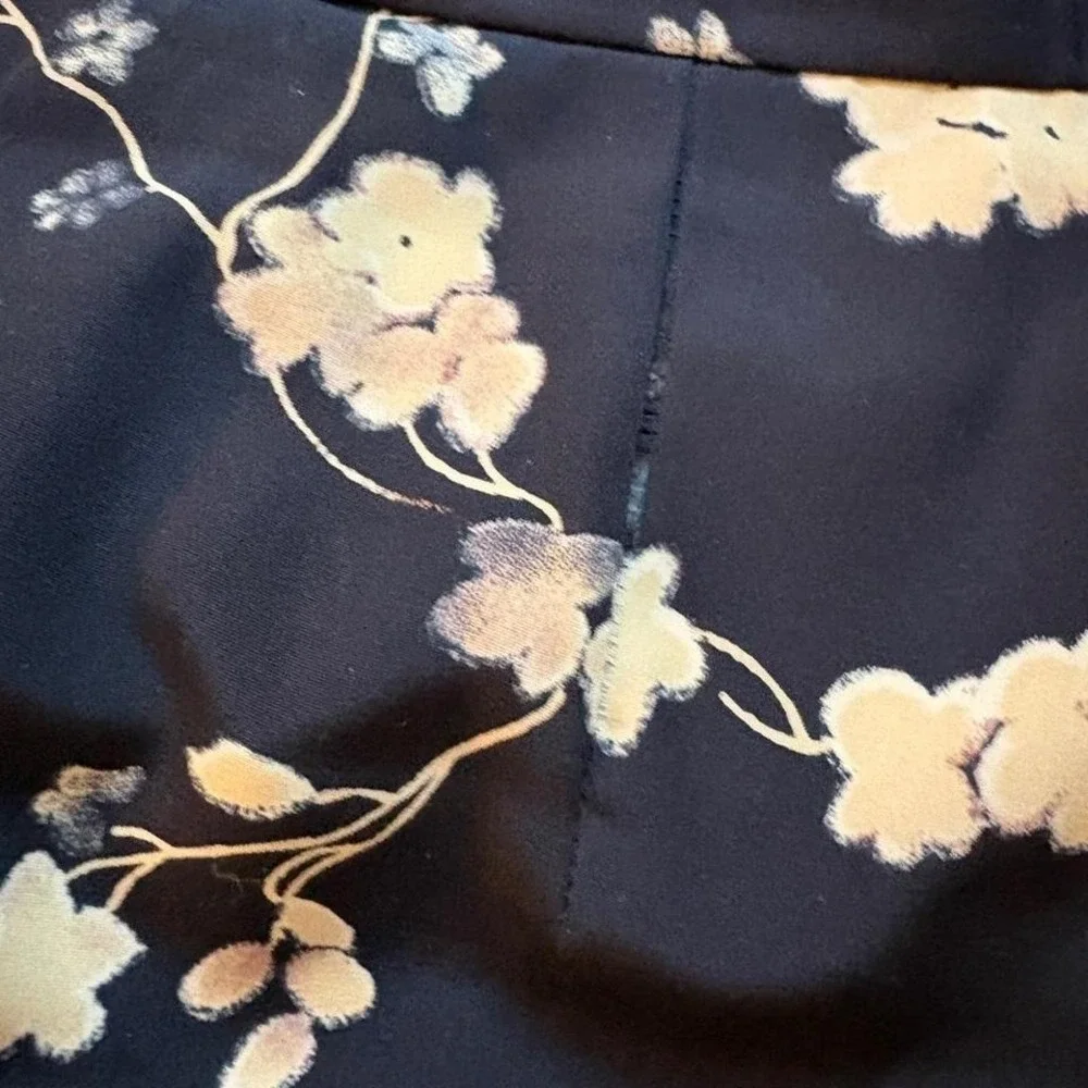 90s Joan Leslie floral maxi skirt a-line whimsigoth black cream women's L 10 12 - Picture 4 of 7
